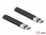 Cablu USB 3.2 Gen2 type C la USB Type C FPC Flat 13cm PD 5A E-Marker, Delock 86939