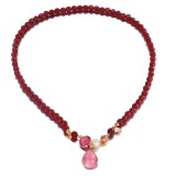 Cumpara ieftin Colier Lilou din agat rubiniu și cuarț