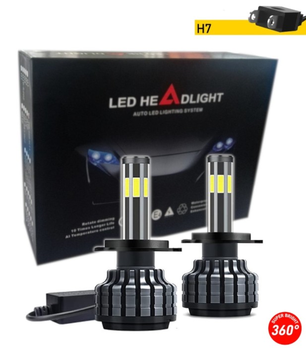 Set 2 Becuri COB Led H7 80W Canbus cu Leduri 360 , fara Erori, 16000lm, 12V