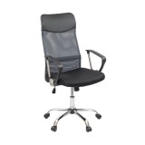 Scaun de birou rotativ ergonomic Leziter Fit, reglabil inaltime, suport 110 kg, plasa/piele ecologica, baza cromata gri