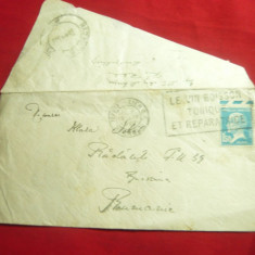 Plic circulat 1929 cu Timbru Pasteur 1,5 fr ,stampila Reclama Vin Tonic