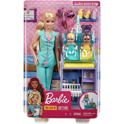Set mobilier cu papusa Barbie Cariere, doctor pediatru, accesorii incluse, 3 ani+ foto