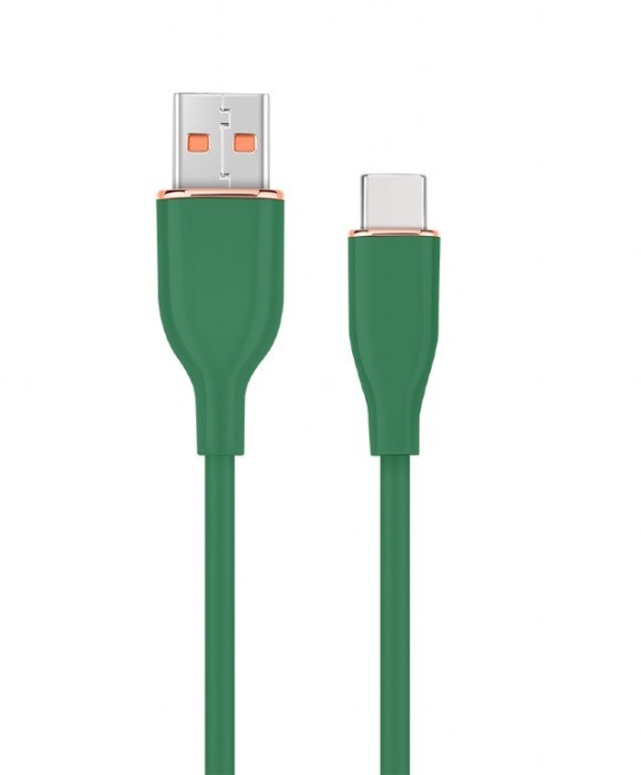 CABLU alimentare si date GEMBIRD, pt. smartphone, USB 2.0 (T) la USB 2.0 Type-C (T), 1.5m, protectie silicon, verde, &quot;CC-USB2S-AMCM-1.5M-G&quot; (timbru ve