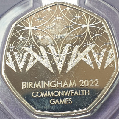 50 pence 2022 Marea Britanie, Commonwealth Games, Brilliant unc, Coincard foto