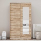 Cumpara ieftin Dulap Haine Adore Elit Plus, 2 usi glisante cu oglinda, Sonoma, 120 x 207 x 52 cm