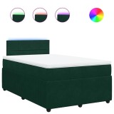 Cumpara ieftin Pat box spring cu saltea, verde inchis, 120x190 cm, catifea