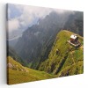 Tablou canvas Cabana Caraiman, Bucegi, Romania albastru, verde 1153 Tablou canvas pe panza CU RAMA 40x60 cm