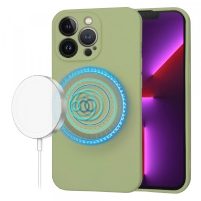 Husa MagSafe pentru Apple iPhone 13 Pro, Techsuit, SoftFlex, Verde Deschis foto