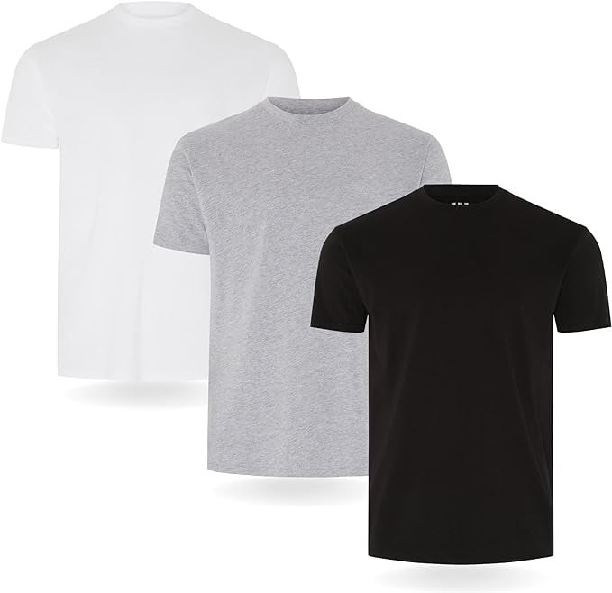 Set 3 tricouri cu maneca scurta pentru barbati FM London, alb gri negru, S - OUTLET