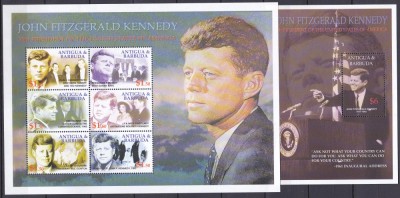 DB1 Antigua &amp;amp; Barbuda 2002 Kennedy MS + SS MNH foto