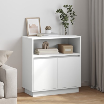 vidaXL Bufet cu LED Alb 71 x 34.5 x 75 cm Lemn compozit foto