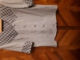 Bluză pentru femei confecționată dintr-un material textil mai gros,gri coordonat cu gri carouri, pentru primăvară- toamnă