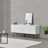 Comoda Bollebygd W cu 2 usi Push-Open alb/negru [en.casa] HausGarden Leisure