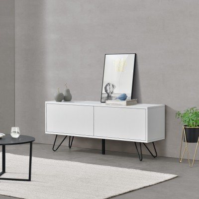 Comoda Bollebygd W cu 2 usi Push-Open alb/negru [en.casa] HausGarden Leisure foto