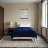 vidaXL Pilotă de vară Patos Albastru &icirc;nchis 135 x 200 cm Microfibră 42025965