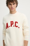 A.P.C. pulover de lana pull joshua barbati, culoarea bej, WVBDK.M23365