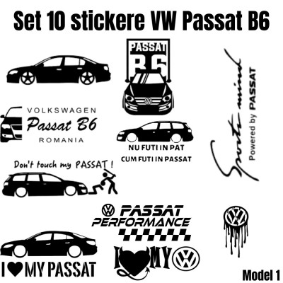 Set 10 Stickere Volkswagen Passat B6 , Personalizate pentru Fanii VW foto