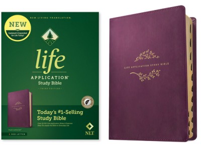 NLT Life Application Study Bible, Third Edition (Red Letter, Leatherlike, Purple, Indexed) foto