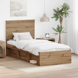 Cumpara ieftin Cadru de pat Stejar Artizanal 90 x 200 cm Lemn de pin masiv