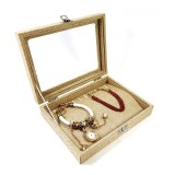Cumpara ieftin Cutie Bijuterii Pandantive Lantisoare Watchbox Tex Barn WZ4347 Bej Textil 20x15x4.5 cm