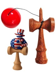 Kendama din lemn natural, Bila lemn + Sticker Waterproof USA pentru telefon, 148KD