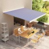 Copertina Motorizata Tip Casetă vidaXL, Albastru/Alb, 350 x 250 cm, Impermeabila, Protectie UV, Gradina/Terasa