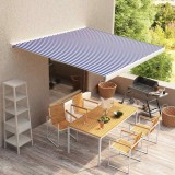 Cumpara ieftin P&acirc;nză de copertină, albastru și alb, 350 x 250 cm