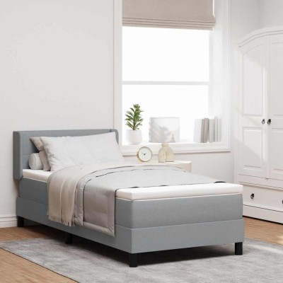 vidaXL Pat boxspring cu saltea cu saltea Gri deschis 100 x 200 cm 3341090 foto