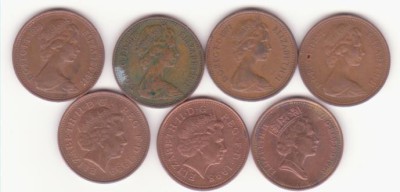 Marea Britanie set 7 monede X1 penny 1971-1999. foto