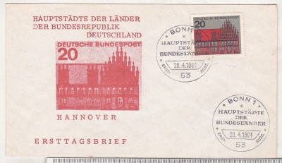 bnk fil Germania RFG 1964 - capitalele landurilor - Hanovra - FDC foto
