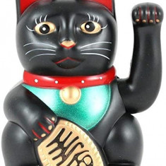 Statueta Fengshui Pisica - Black Money Cat - 15cm