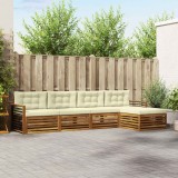 vidaXL Set de canapele de exterior cu pernă 5 pcs Natural și Crem 3373310