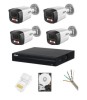 Sistem supraveghere complet Dahua 4 camere IP 4 MP Dual Light IR 30m WL 30m Microfon NVR 4 canale HDD si accesorii instalare incluse SafetyGuard Surve