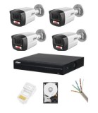 Sistem supraveghere complet Dahua 4 camere IP 4 MP Dual Light IR 30m WL 30m Microfon NVR 4 canale HDD si accesorii instalare incluse SafetyGuard Surve