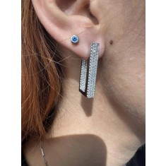 Cercei Statement din Argint 925 Placat cu Zirconii &ndash; Design Geometric Modern