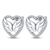Cercei argint 925, JW605, model inima, placati cu rodiu