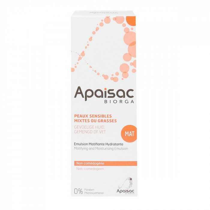 Emulsie pentru Fata, Biorga, Apaisac, Efect Hidratant, Matifiant, 40ml