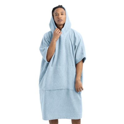 Poncho de baie unisex Homelevel, L-XL, Albastru, Bumbac organic, 54881.23.20 foto