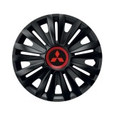 Set 4 capace roti Negre Cu Inel Rosu Royal R14 Compatibil Cu Mitsubishi, Autohelix MSA