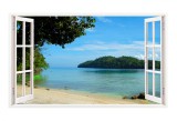 Sticker decorativ, Fereastra 3D, Ocean, 85 cm, 332STK, natura si peisaje