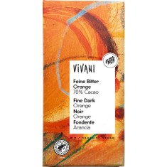 Ciocolata Amaruie cu 70% Cacao si Ulei de Portocale Vegana Bio 100 grame Vivani foto