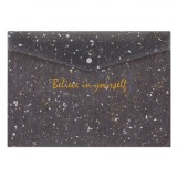 Mapă Plastic Folie, Model Believe in Yourself, Mesaj Auriu, Culoare Gri, Dimensiuni 33x23.5 cm, Oem