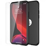 Husa Full Cover 360 iPhone 11, Fata+Spate+Folie Sticla, Negru, Carcasa Protectie Antishock, PC