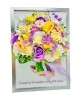 Buchet Personalizabil in Rama cu Trandafiri si Cires, 20x29 cm, Multicolor - Eventissimi&reg;