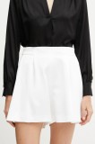 BOSS pantaloni scurti femei, culoarea alb, neted, high waist, 50537474
