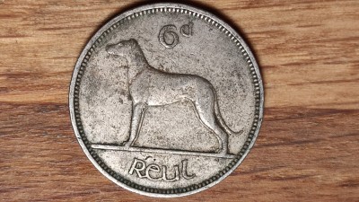 Irlanda - moneda de colectie - 6 penny / phingin = reul 1948 - an greu de gasit foto