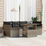 Gossi set de canapele de gradina format din 7 piese cu perne gri din poliratan si acacia