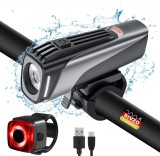 Set de 2 lumini pentru bicicleta T TENDTOP, USB, ABS, negru