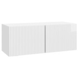 vidaXL Oglindă TV montată pe perete Alb foarte lucios Lemn prelucrat 898549