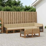 vidaXL Set de canapele de exterior cu pernă 8 pcs Natural și Bej 3382661